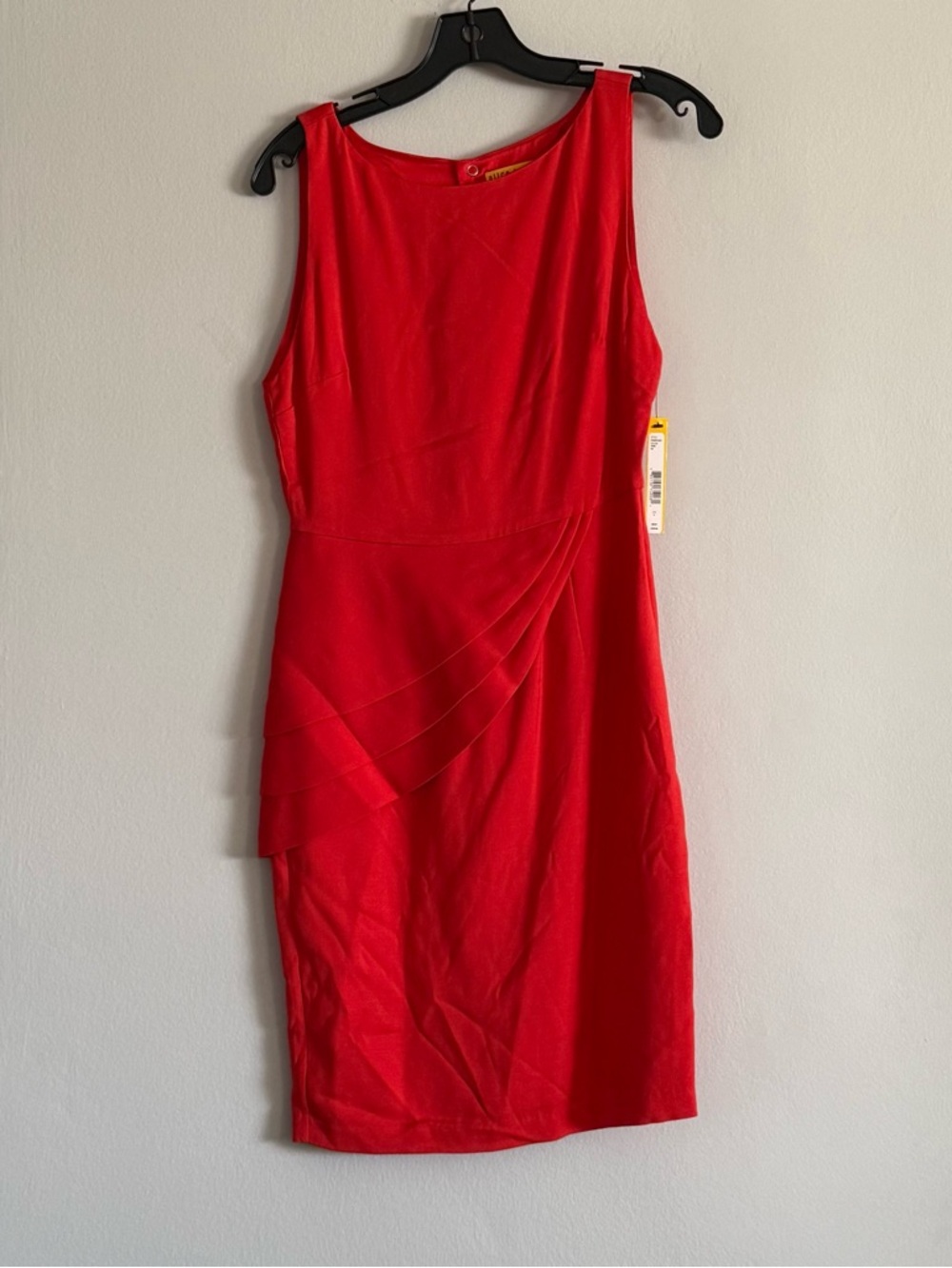 NWT Alice & Olivia Sleeveless Red Draped Peplum Sheath Dress